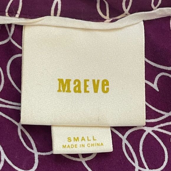 Anthropologie Maeve Button Front Cap Sleeve Raffine Rayon Blouse Plum Small - Picture 6 of 8